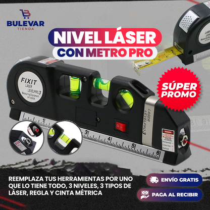 Metro con nivel laser