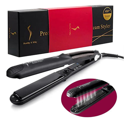 Plancha profesional para el cabello con keratina y argan a vapor